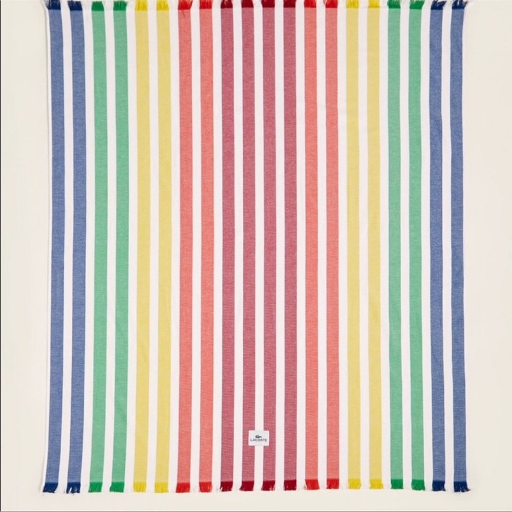 Lacoste Monaco Cotton Yarn-Dyed Stripe Jacquard Oversized Beach Blanket - Picture 2 of 4